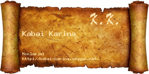 Kabai Karina névjegykártya